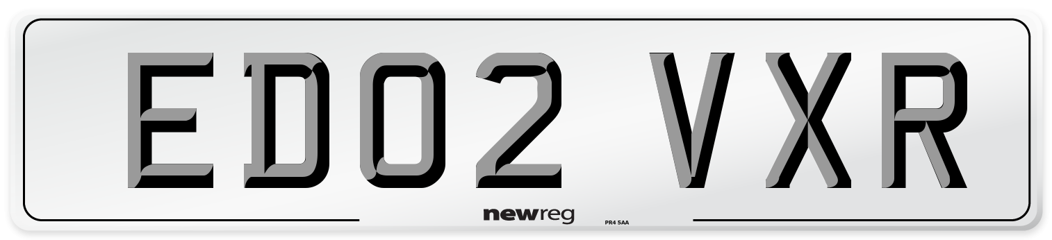 ED02 VXR Number Plate from New Reg